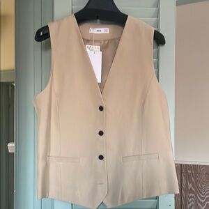 BNWT Mango Beige Button-Up Vest